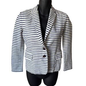 J.Crew striped navy cream long sleeve blazer size XX small